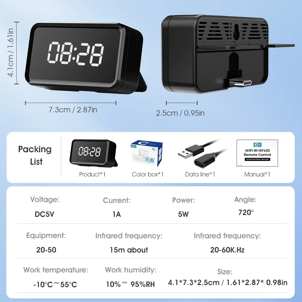 Tuya IR WiFi RF433 Smart Remote Control Type-C Universal Smart Life Control For TV DVD AUD Via Alexa Google Home Yandex Alice