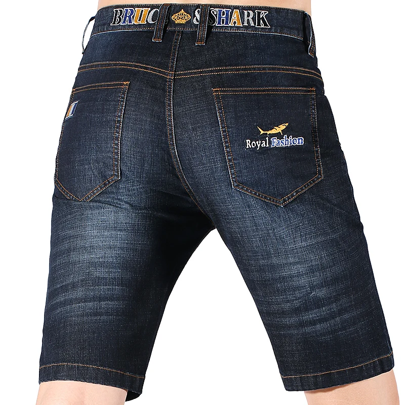 Summer Men's Short Jeans Thin Stretch Soften Cotton Denim Shorts Knee Length Casual Straight Jeans Big Size 42