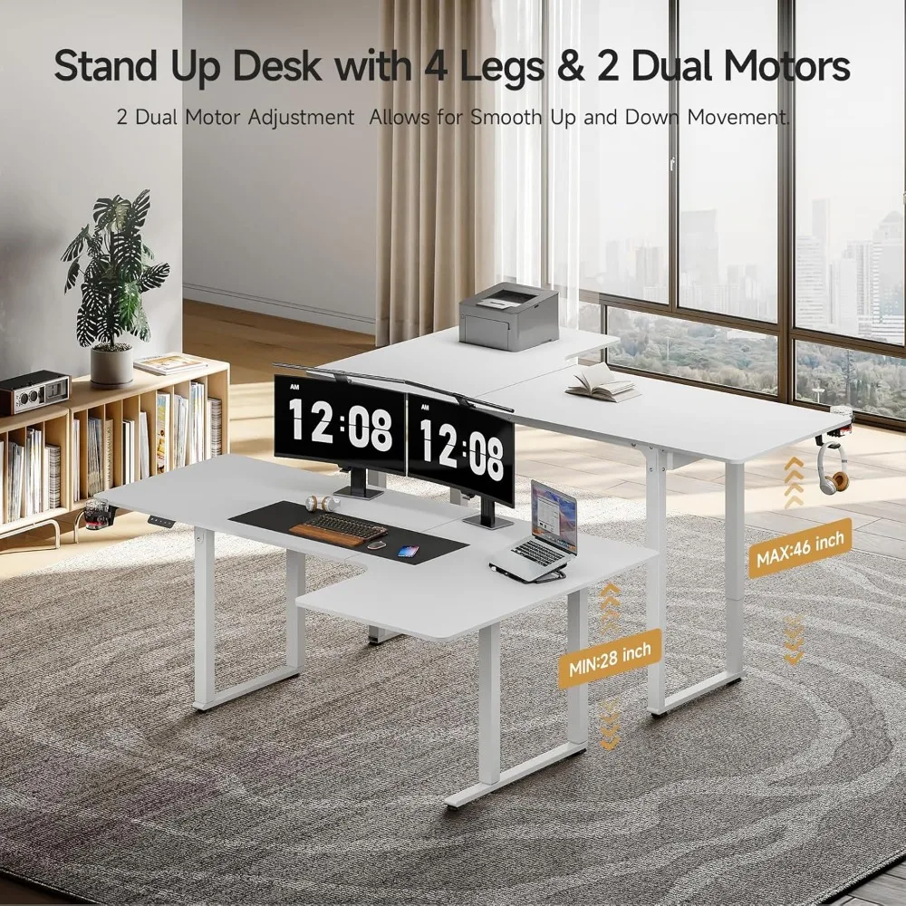 Standing Desk, 71x43 Inches L Shaped Desk with 4 Legs, Dual Motor and Memory Controller, Electric Stand Up Desk Adjustable Heigh 6