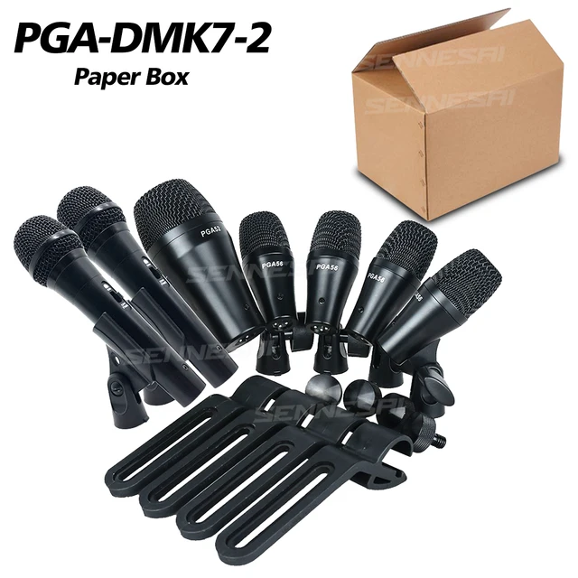 SENNE PGADMK7 7Piece Wired Dynamic Drum Microphone Kick Bass, Instrument Tom/Snare & Cymbals