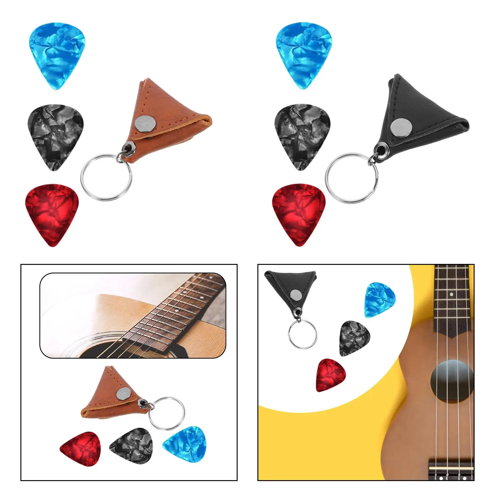 Guitar Picks Holder with 3Pcs Guitar Picks for Players Electric Women