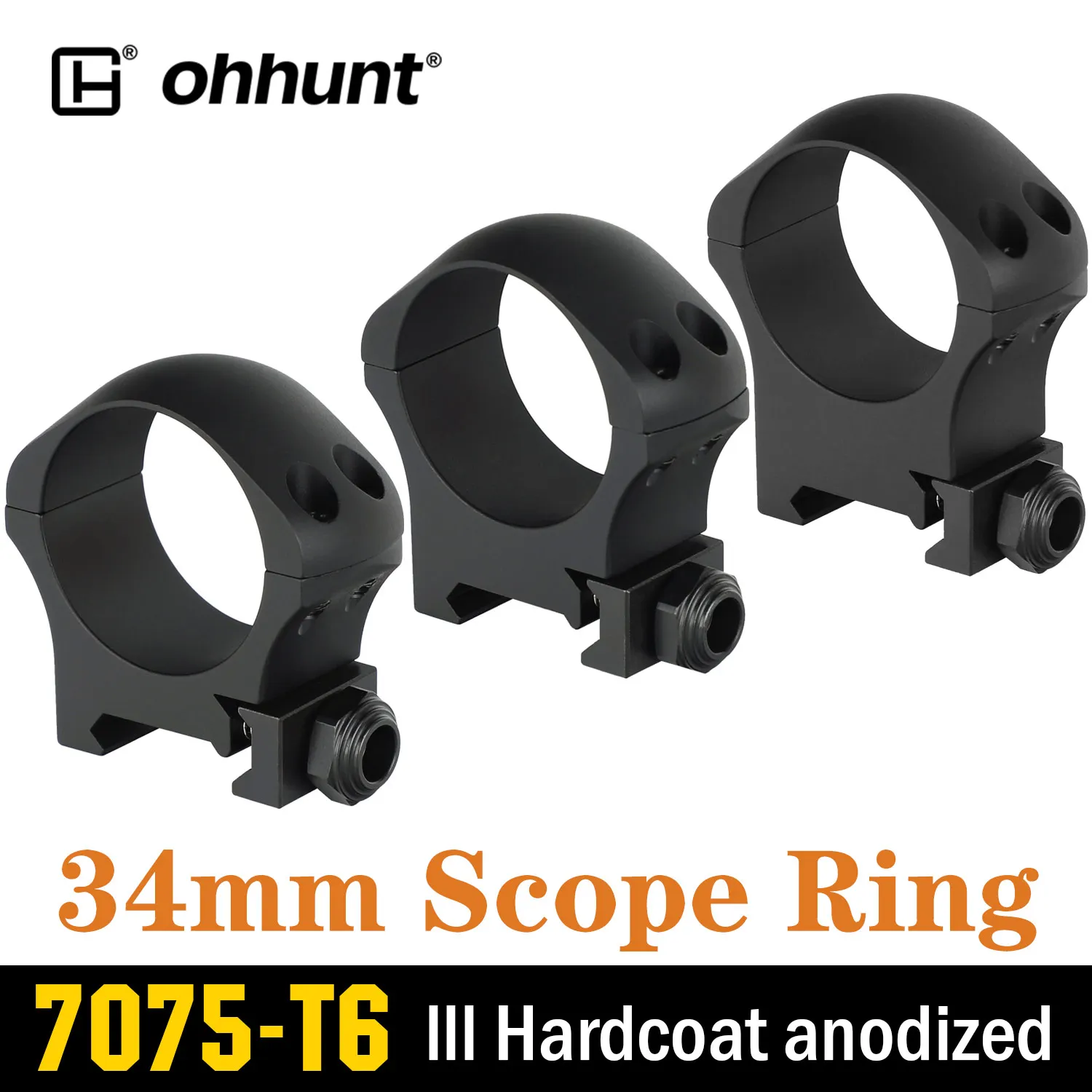 ohhunt 30mm or 34mm Scope Rings High Medium Low Scope 7075T6 Alloy lll
