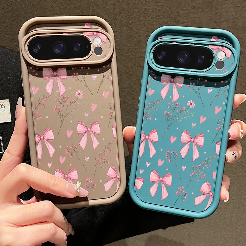 Pink Bow Flower Print Shockproof Soft Silicone Phone Case