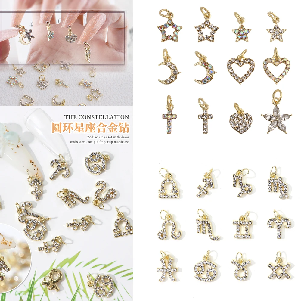 

10pcs Hollow Dangle Design Nail art Charms 3D Metal Star Constellation Nail Charms Alloy Nail Peandant DIY Piercing Jewelry