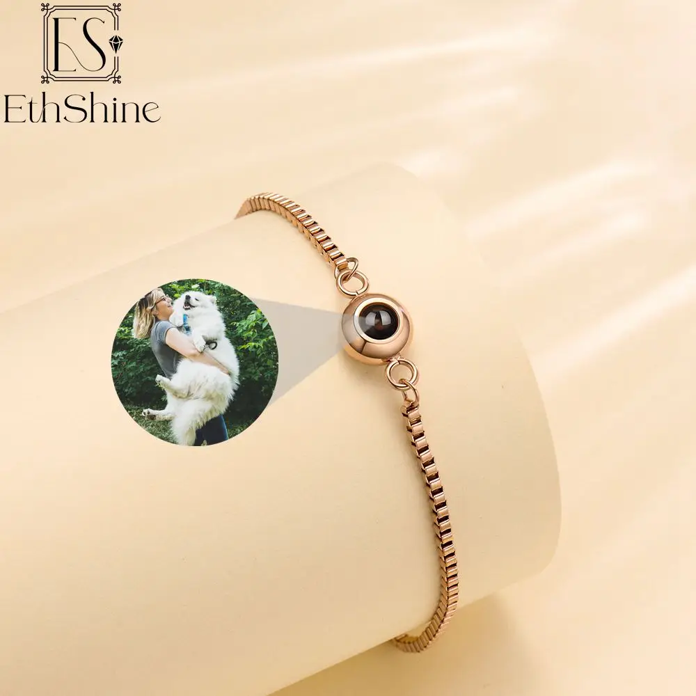 ETHSHINE Personalized Circle Photo Bracelet Custom Photo Bracelet Couple  Projection Bracelets Memorial Jewelry Gift for Women : Gearbest