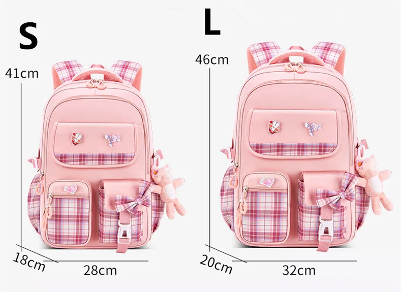 With Rabbit Pendant For Girls Orthopaedics Kids Backpack Kawaii Waterproof School bag Primary Bow Knot Schoolbag mochilas BOOK 4