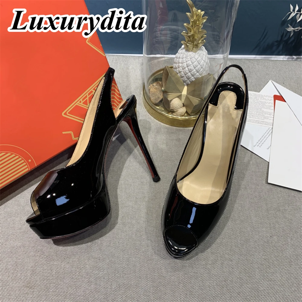 

Top Quality water platform Women sandals Luxury Designer High Heels 12CM Customize Red Heel Socialite Dinner Wedding Shoes H2063