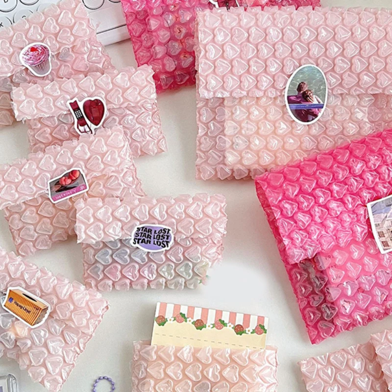 10pcs Heart Shaped Bubble Mailers Padded Envelopes Self-Seal Packaging Bags Business Shipping Shockproof Packaging Bag