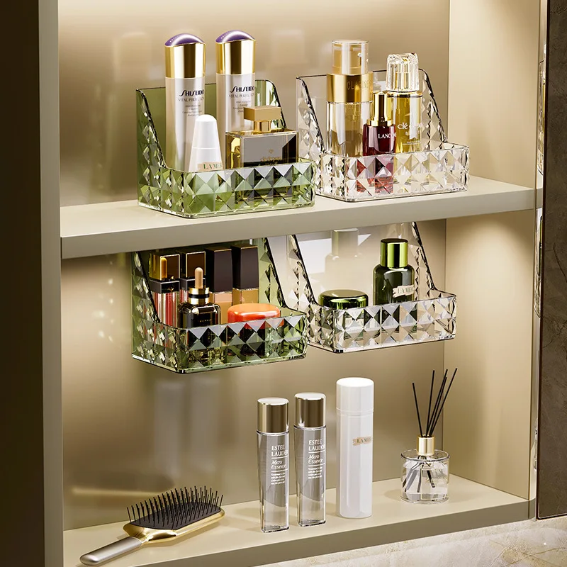 

Mirror cabinet storage box Wall mounted non-punching household toilet washstand Cosmetics storage box Lipstick shelf