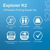 68309EP Excursion Pro K2 Inflatable Kayak Set: 2-Person 400lb Ccity SuperTough PVC Adjustable Bucket Seat Includes Deluxe 86in