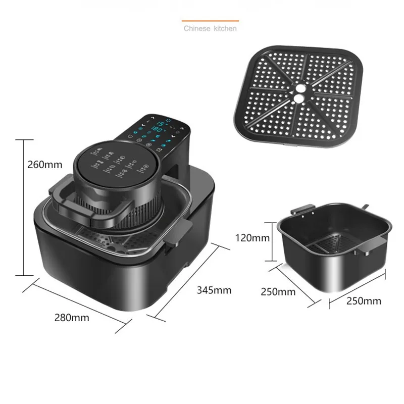 9L Multi functional Home Smart Air Fryer with Large Capacity Touch Screen Reservation Non stick Inner Perspective Oven 6