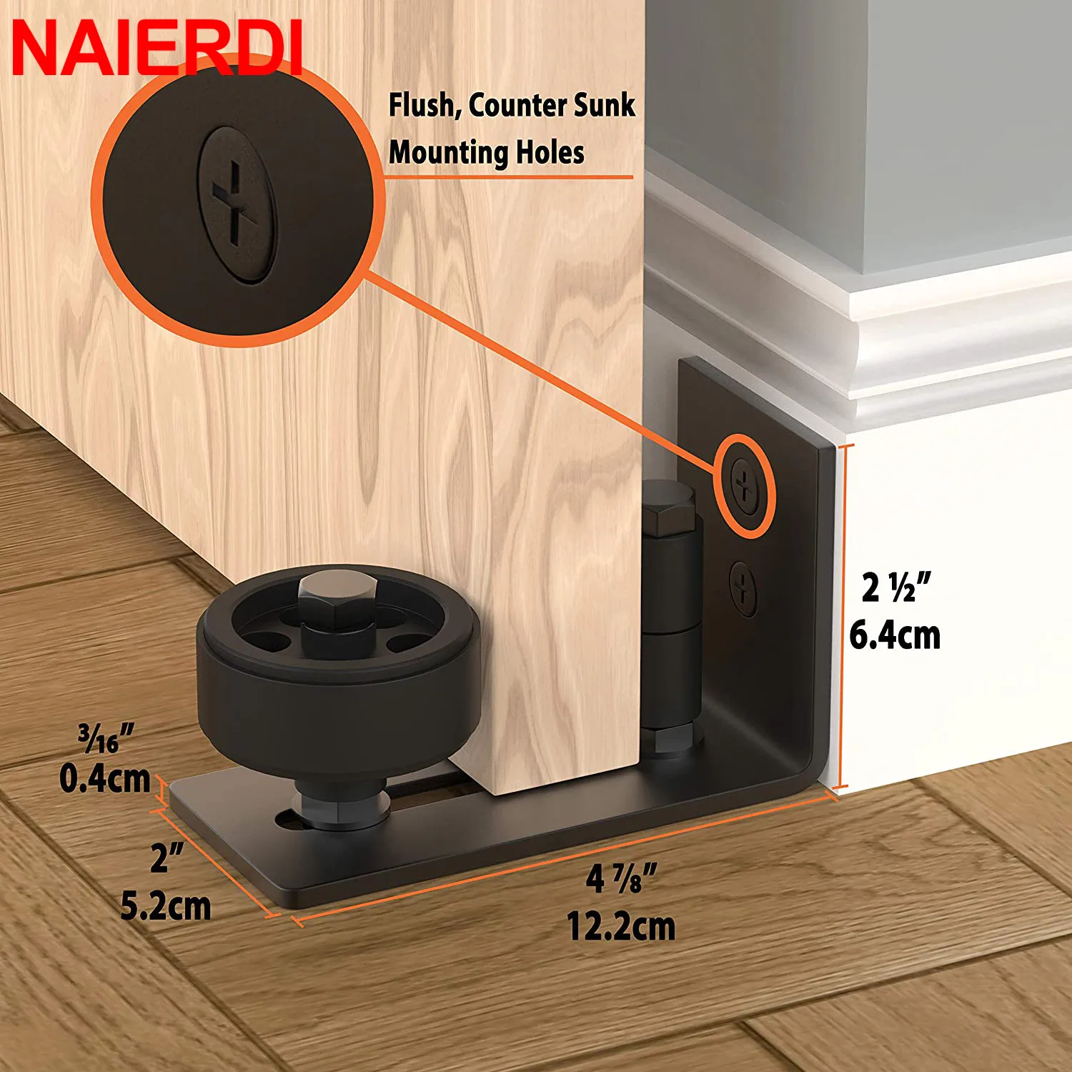 NAIERDI Black Barn Door Floor Guide Sliding Door Slides Rails 8 Setup Options for DIY Barn Door Adjustable Floor Guide Roller