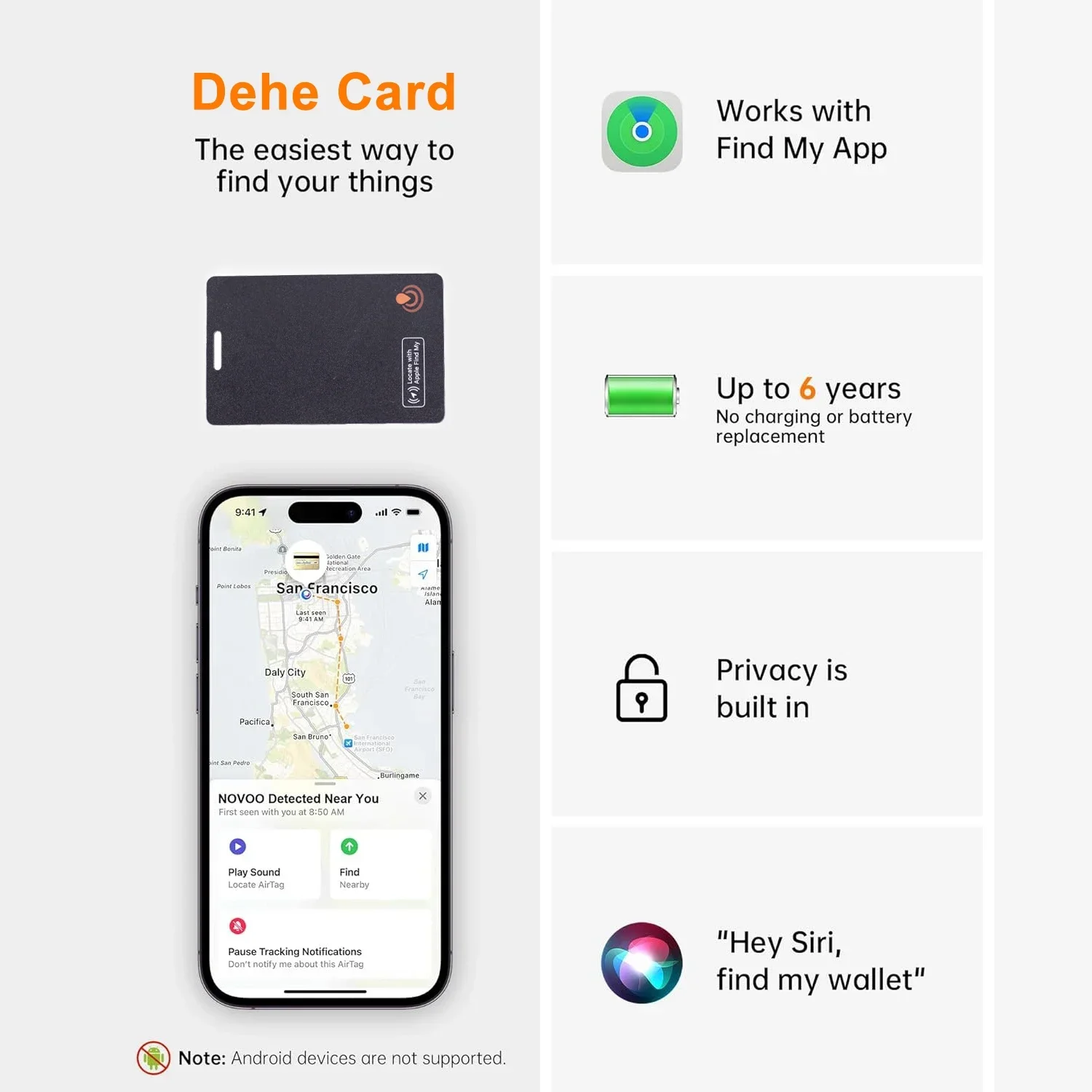 Slim Bluetooth Item Finder Tracker Wallet Tracking Card Compatible with Find My (iOS Only) IP68 Waterproof for Luggage Suitcase