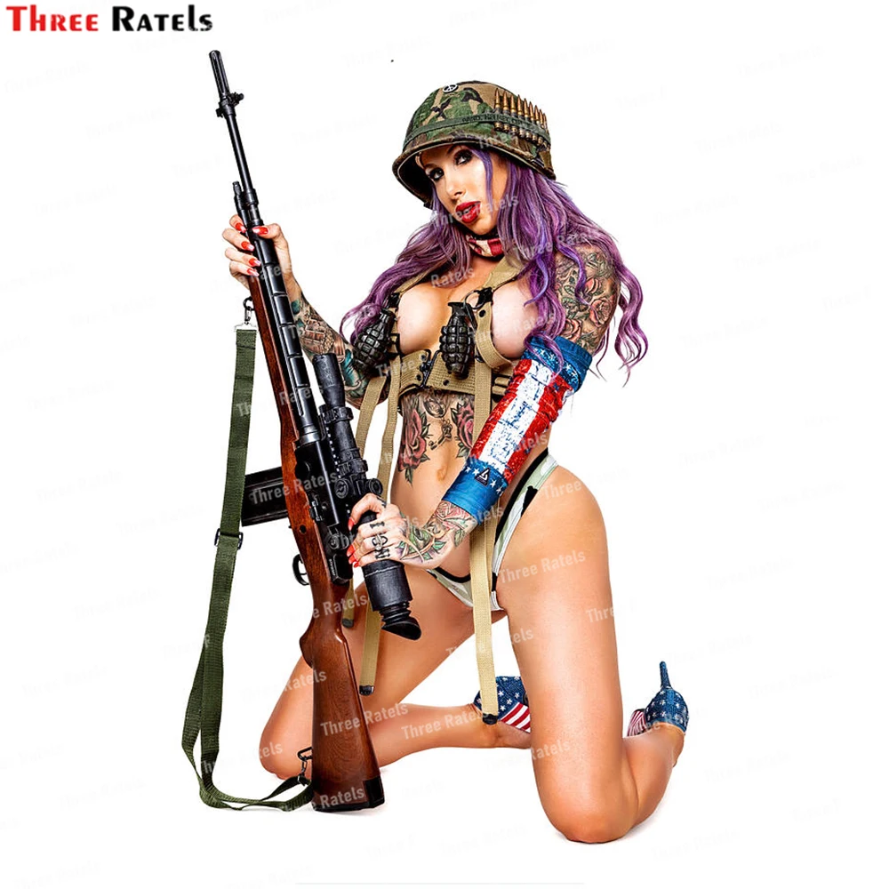 Three Ratels L211 Sexy m14 Sniper Personalized Creative Scratch Stickers Sexy Anime Girl Decals For Laptop Luggage Skateboard