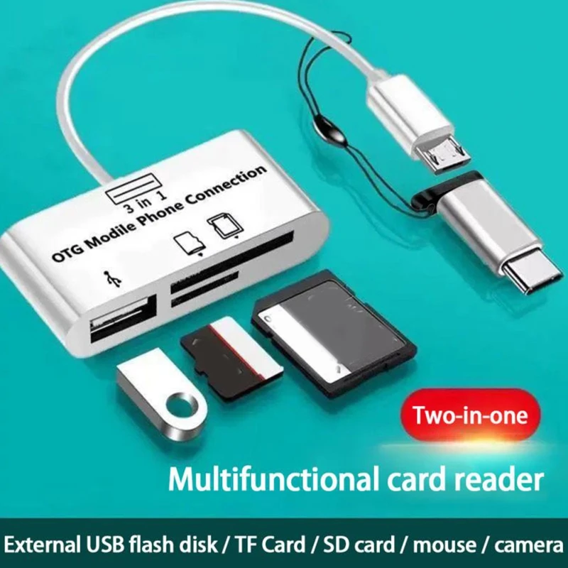 

M2EC Memory Card Reader OTG Adapter USB Type C Adapter with Micro USB Ports, SD TF Card Reader for Tablet Book Pro