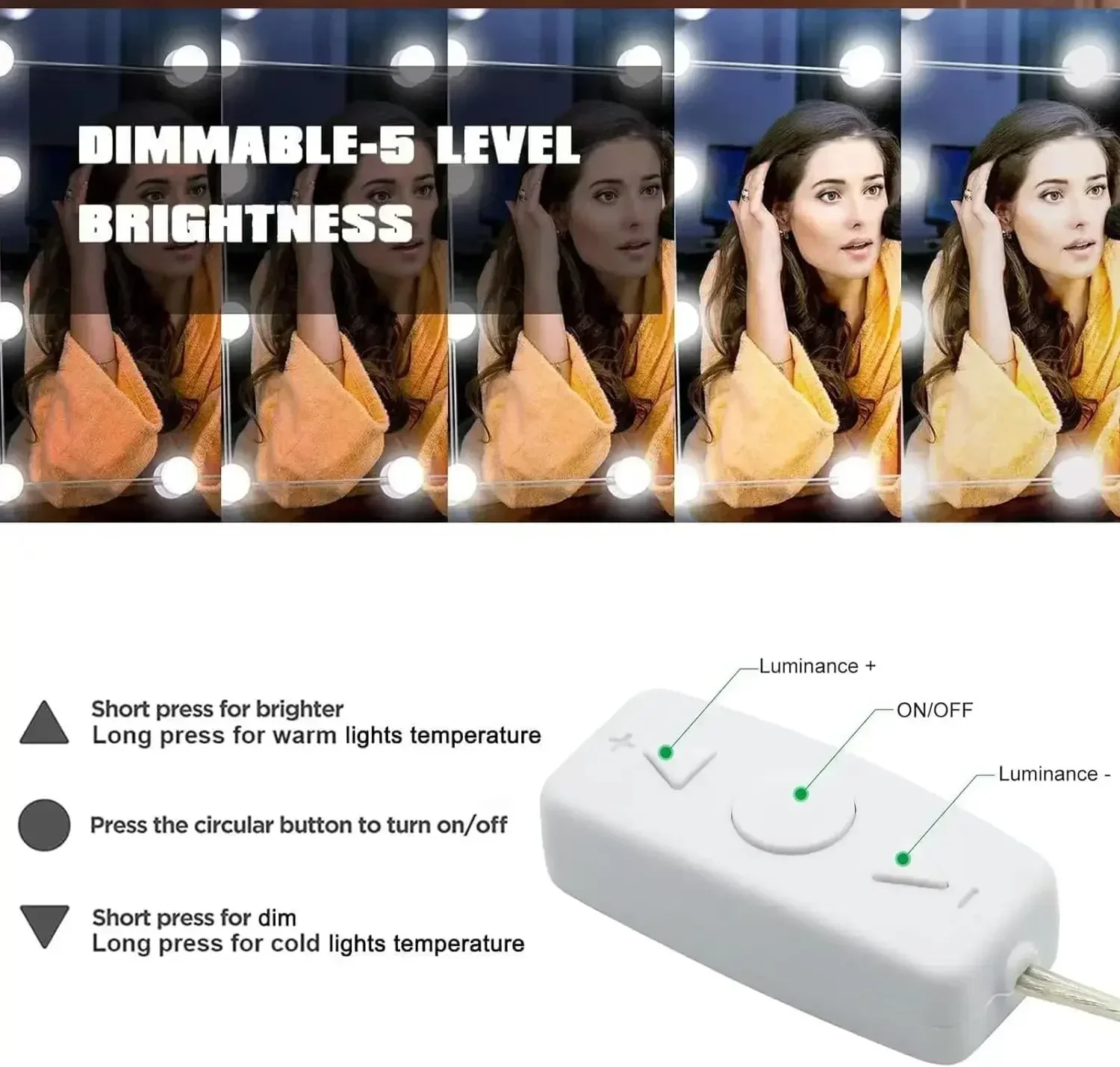 LED Light Makeup Mirror Bulbs Vanity Lights USB 12V Bathroom Dressing Table Lighting Dimmable LED Vanity Light For Mirror Light