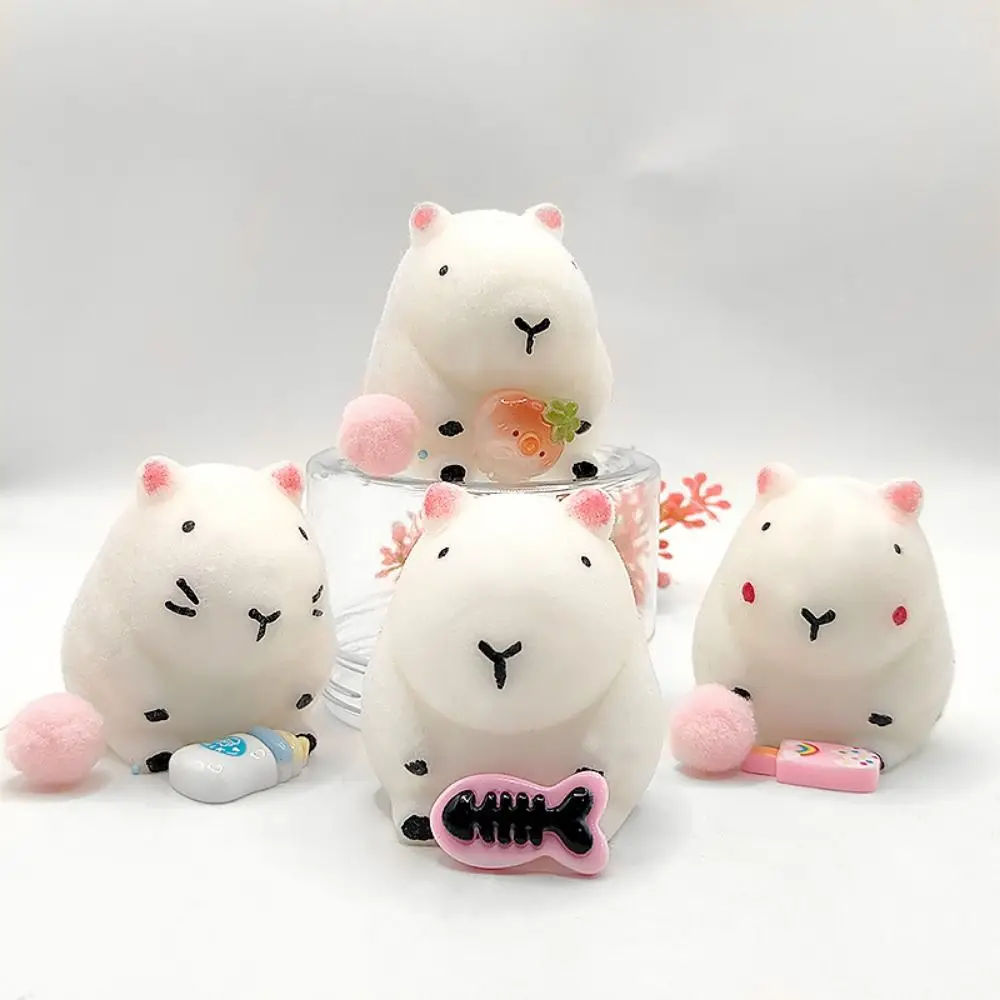 Random 1PC Pink White Capybara Squeezing Toys Squishy Toys Capybara Stress Relief Toys Pinch Stretch Decompress Stress Toys 5