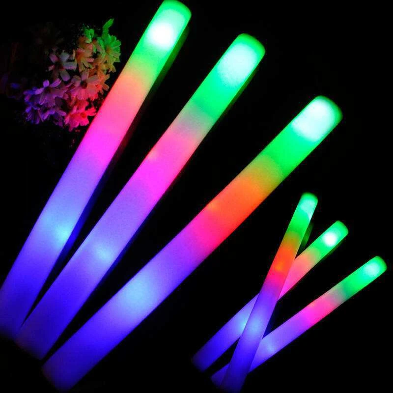 10/15/30Pcs Bulk Colorful LED Glow Sticks RGB LED Glow Foam Stick Stick Glow  Sticks Cheer Tube Dark Light for Party Supplies