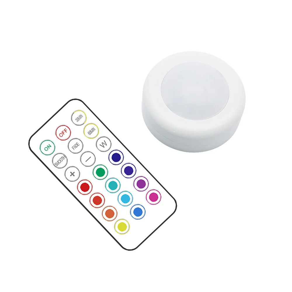 Enhanced Wireless RGBW LED Puck Lights with Remote Control and Dimmable Features for Versatile Indoor Lighting