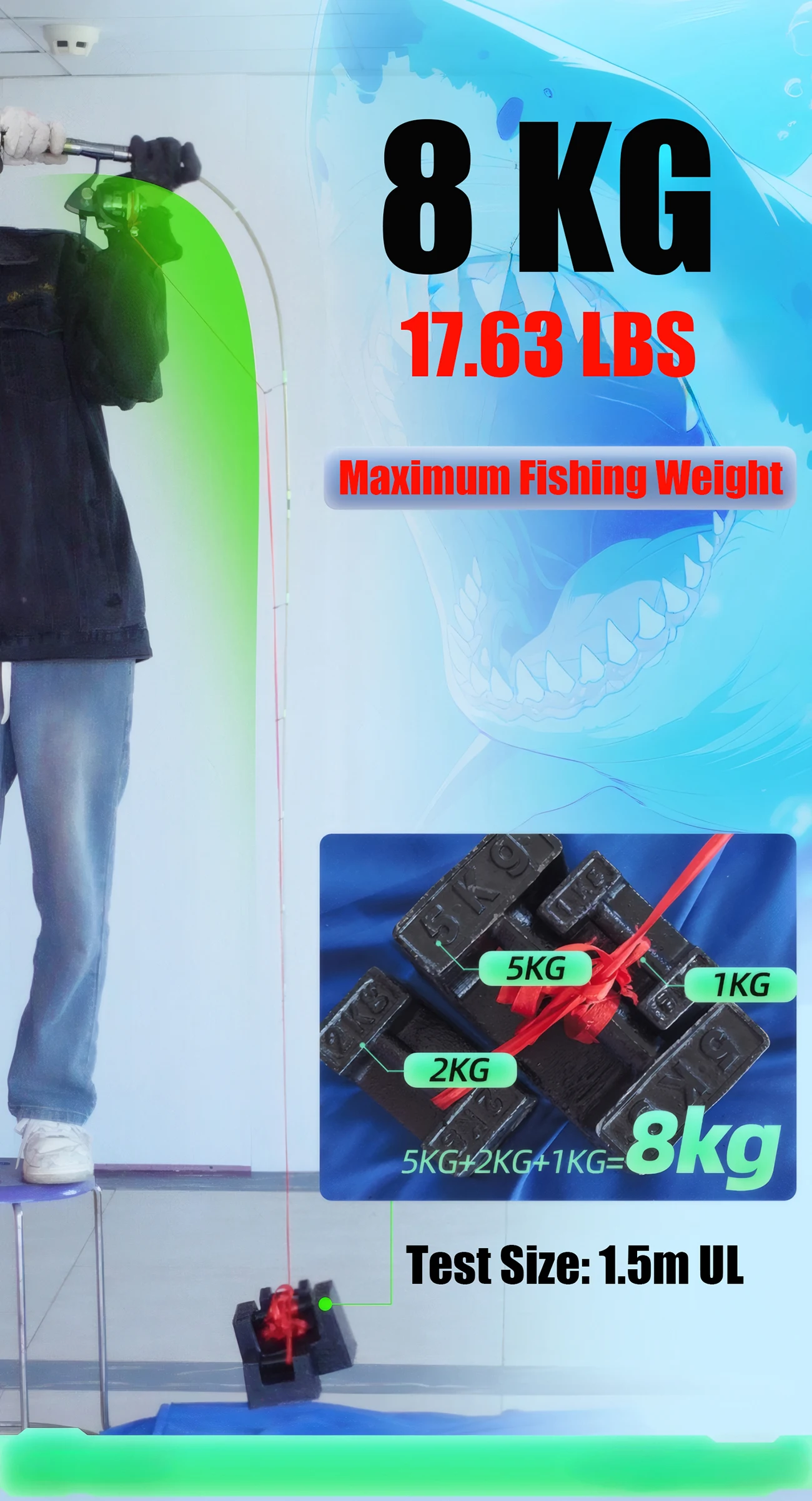 Description Picture 3 of itemUL Lure Fishing Rod Accessories,Ultralight Carbon Fiber Spinning Casting Bait Rod,Carp Trout Bass Fishing Pole Tool,Solid Tip