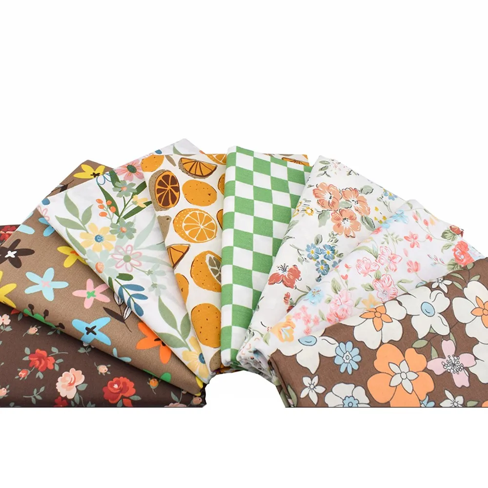 Chainho,Printed Twill Weave Cotton Fabric,DIY Sewing Quilting Material,Patchwork Cloth,Patchwork Cloth,8 Designs,2 Sizes,15C383