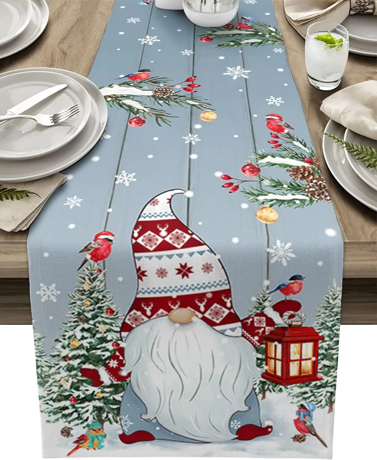 

Christmas Gnome Christmas Tree Snowflake Linen Table Runners Party Decor Washable Dining Table Runners Christmas Decorations