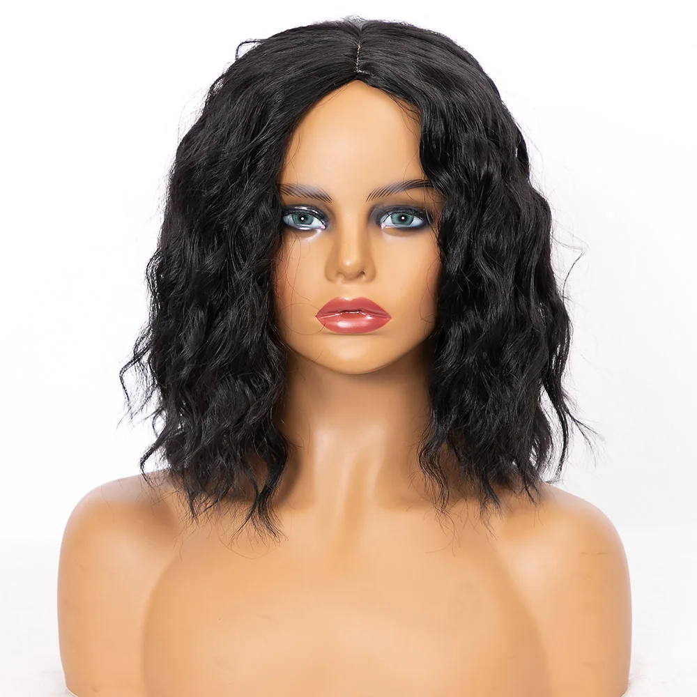 Amir Synthetic Short Black Curly Wig With Natural Looking Medium Length Bob Wig for Women Water Wave Hair Wig Cosplay Party