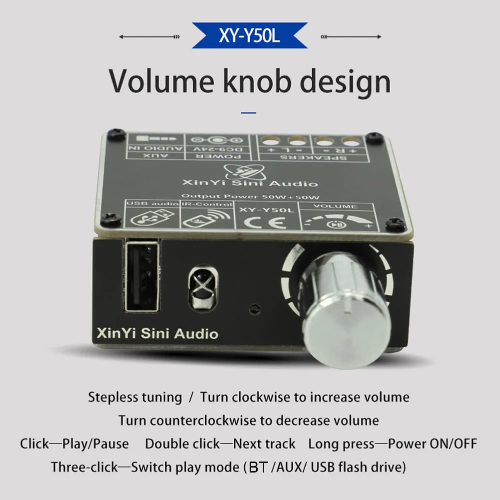 XY-Y50L 블루투스 호환 5.1 AUX USB 50W 듀얼 채널 스테레오 오디오 파워 앰프 보드 모듈, 리모컨 포함