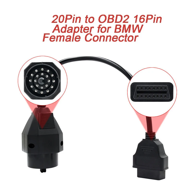 

Адаптер OBD для BMW 20pin к OBD2 16PIN Женский Разъем e36 e39 X5 Z3 obd2 автомобильный Удлинительный кабель для BMW 20 pin INPA autocom