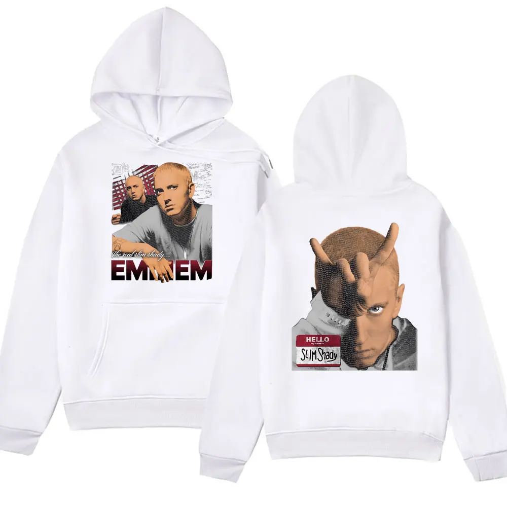 90s Vintage Rapper Eminem Graphic Printing Hoodies Men Women Harajuku Gothic Hooded Sweatshirt Long-sleeved Pullover Hoodie Male