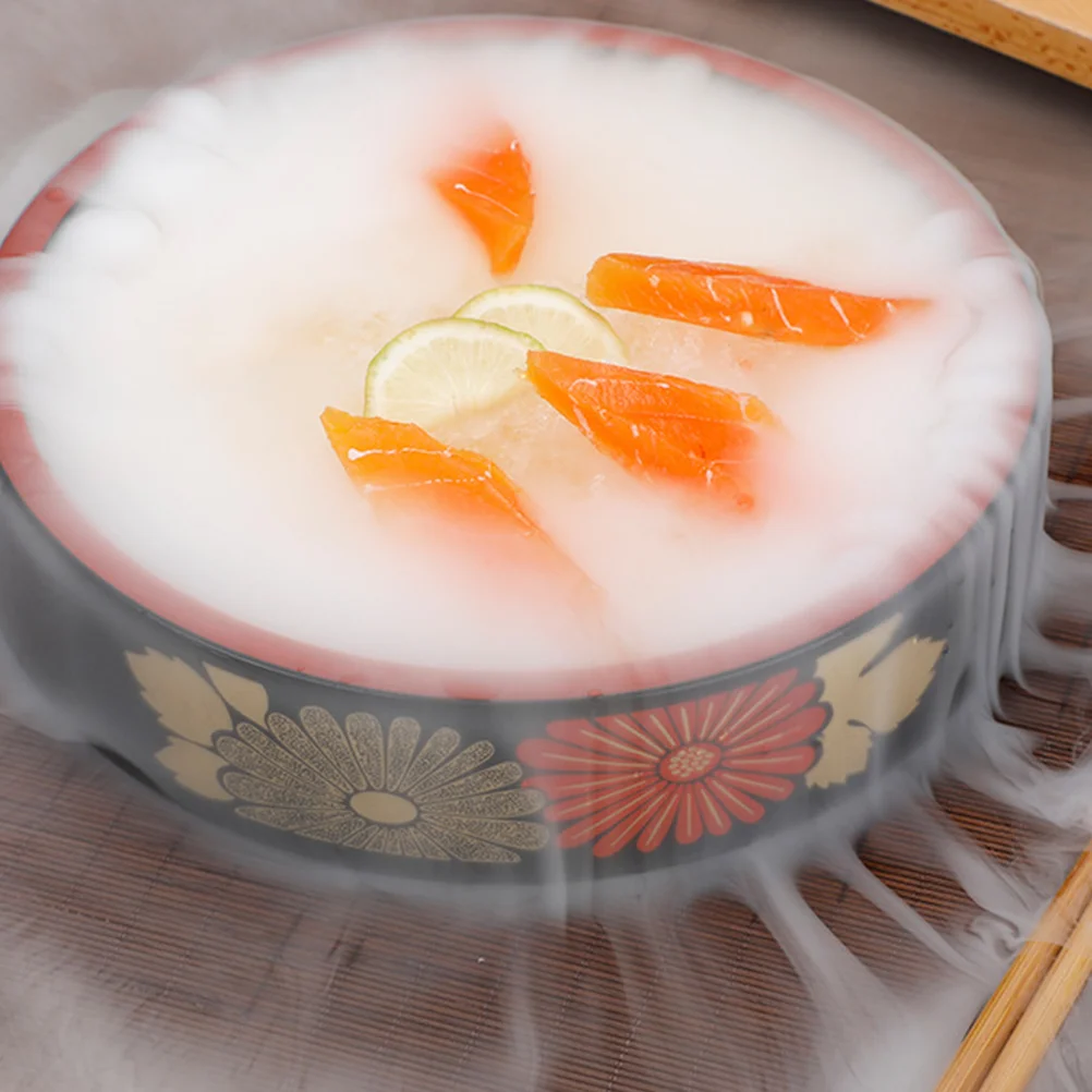 

Sashimi Dry Ice Plate Japanese Salmon Seafood Sushi Restaurant High-End Flat Plate Serving Plate