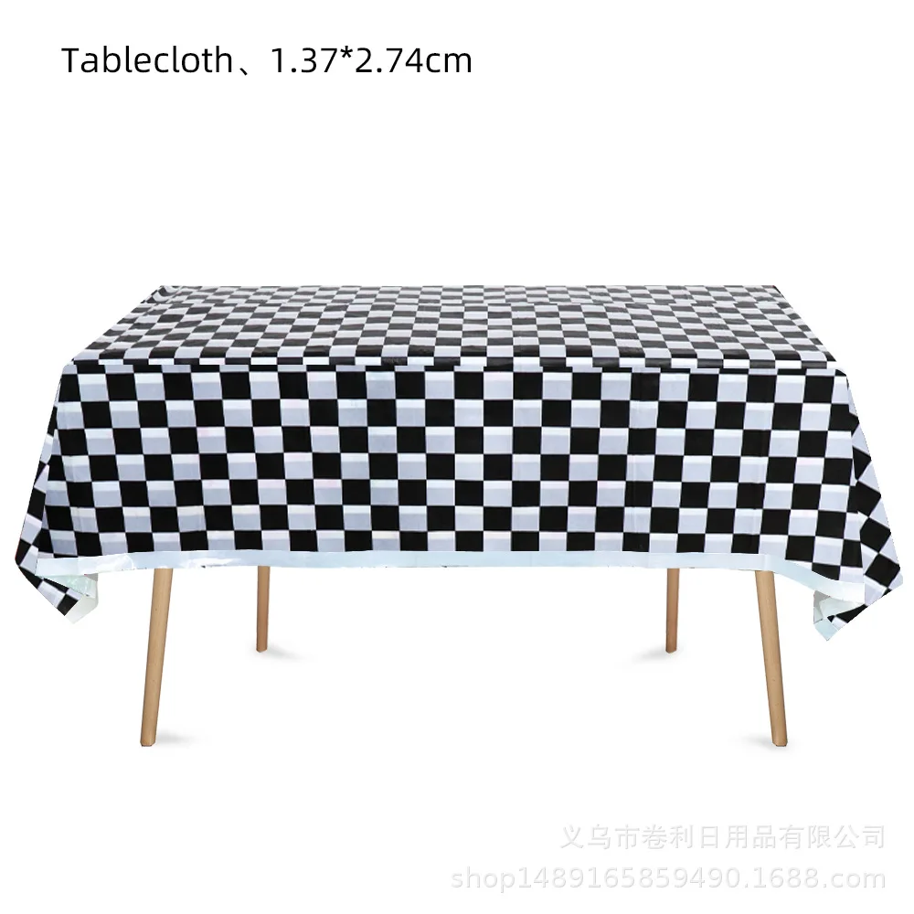Racing Auto Geburtstag Party Dekoration Geschirr Karierte Tischdecke Ballon Pappteller Tasse Servietten Anzug Schwarz Thema Party Kinder – Detail 14