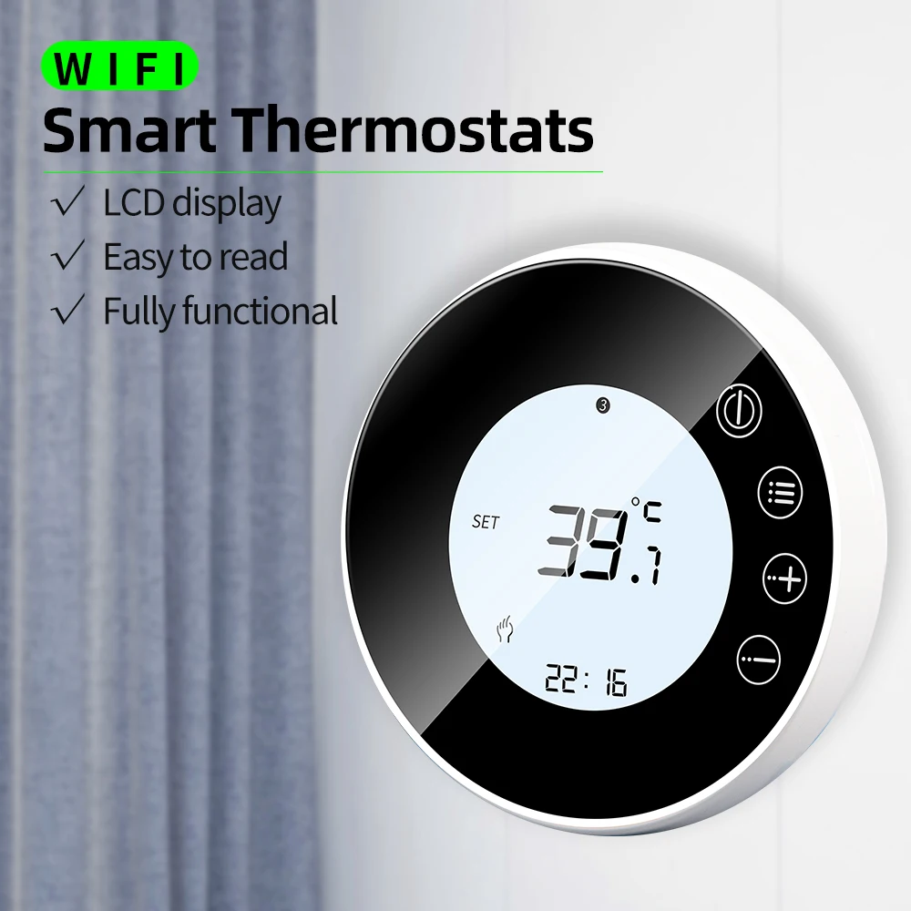 Tuya-controlador Elétrico do Aquecimento do Assoalho Termostato Wifi Termorregulador para o Aquecimento Radiante Vida Esperta Sensor de Temperatura 16a