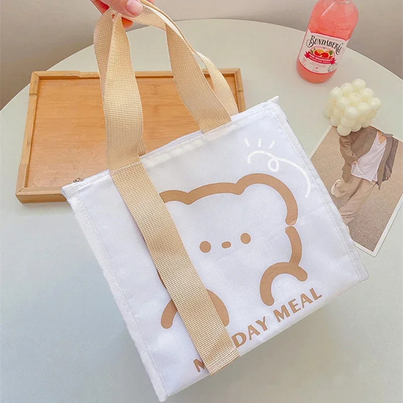 Cartoon Portable Thermal Lunch Box Bags for Women Kids Food Storage Handbags Travel Picnic Pouch Insulated Cooler Bento Bag