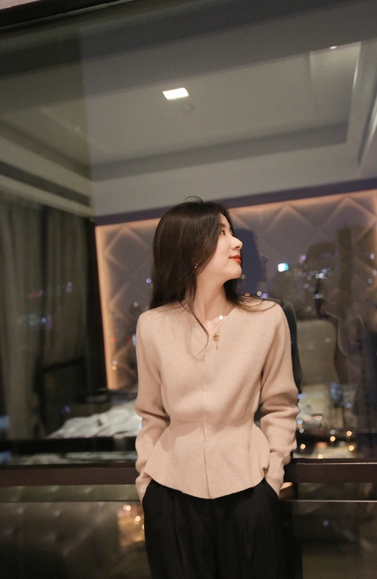 Joimifu는 당신에게 좋아 보인다 슬림 핏 로터스 리프 펜듈럼 올 캐시미어 니트 가디건, 다크 플래킷
