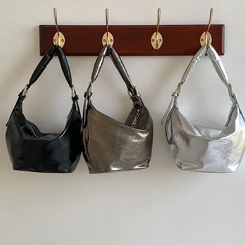 Women's Hobos Handbag Designer Brand Luxurious Waxed PU Leather Ladies Shoulder Bags And Purses Girls Trendy Totes Wallet Small