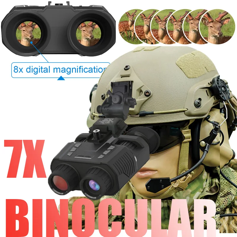 

NV8000 Naked 3D Eyes Night Vision 7X Binoculars 1080P Head Mounted Helmet TFT Screem Waterproof Built-in Battery