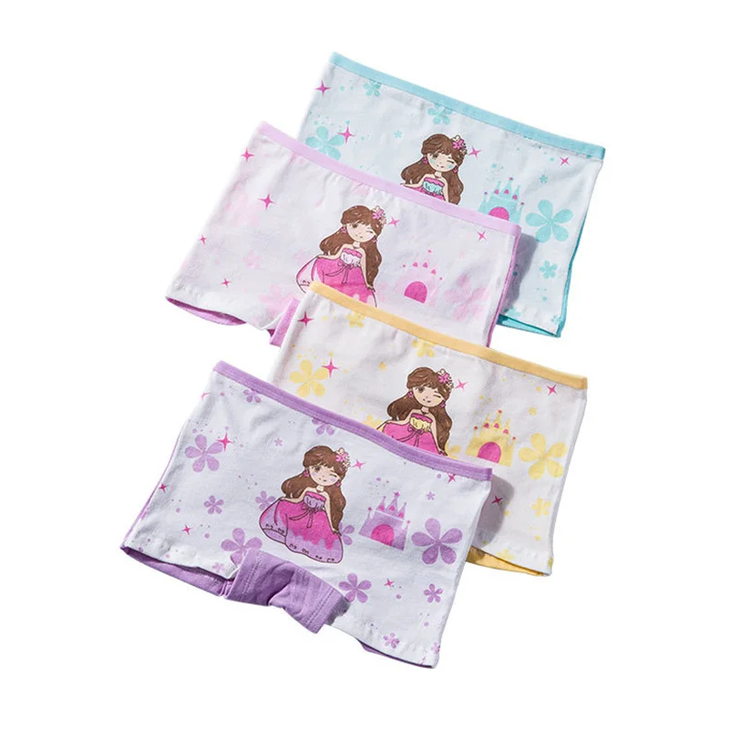 Girls Cartoon Boxes Children Cotton Underwear Cute Pattern Printing Panties 4pcs Size 2T-10T girls underwear,girls panties,kids underwear