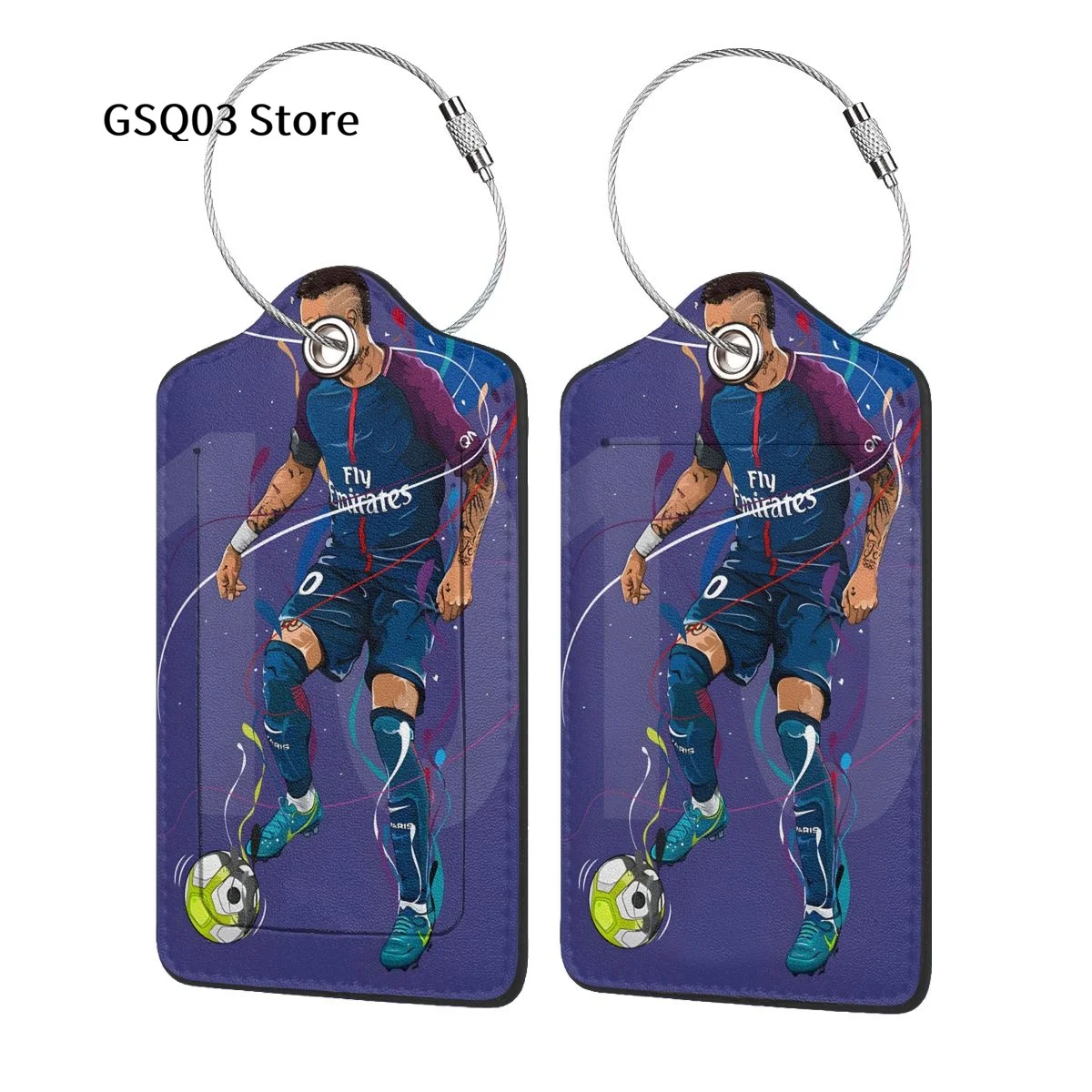 

Neymar Cartoon Luggage Tags for suitcases Abstract Leather Stainless Steel Loop Label Tag for Men Women Travel Bag Suitcase