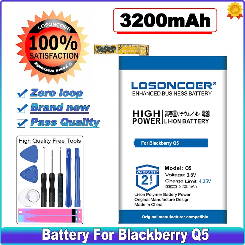 

LOSONCOER High Capacity Battery 3200mAh BAT-51585-003 PTSM1 BAT-51585-103 Battery for Blackberry Q5 Q5 LTE SQR100-1 Batteries