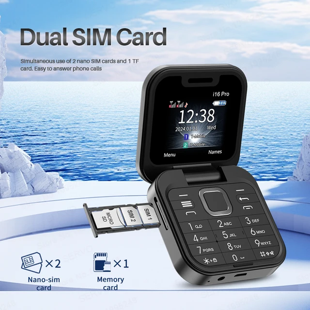SERVO i16Pro Foldable Mini Phone, Auto Call Record, Dual SIM, FM Radio 3