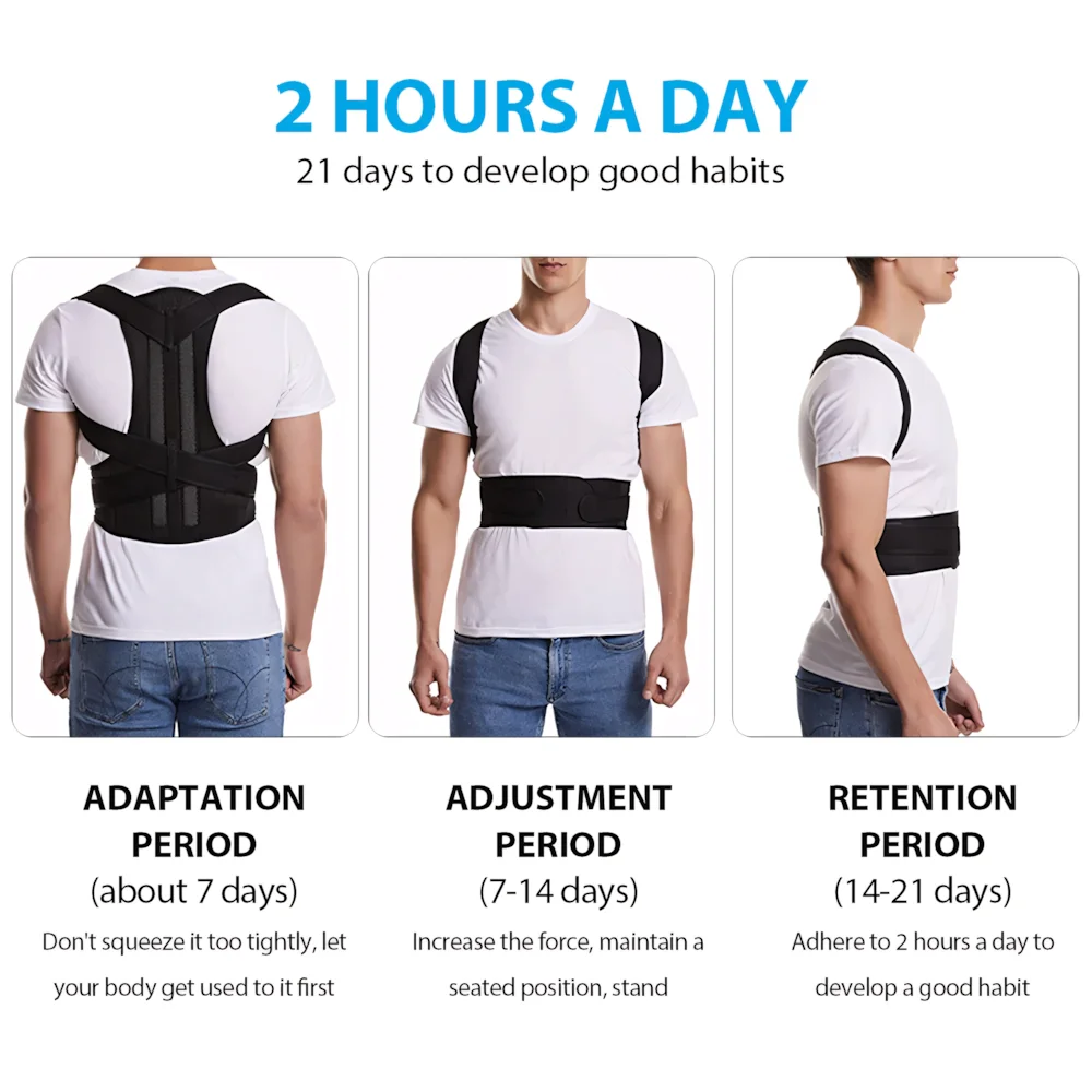 Posture Corrector Back Brace Belt for Men, Women, Adjustable Full Back Brace Support Shoulder Straightener for Improving Posture