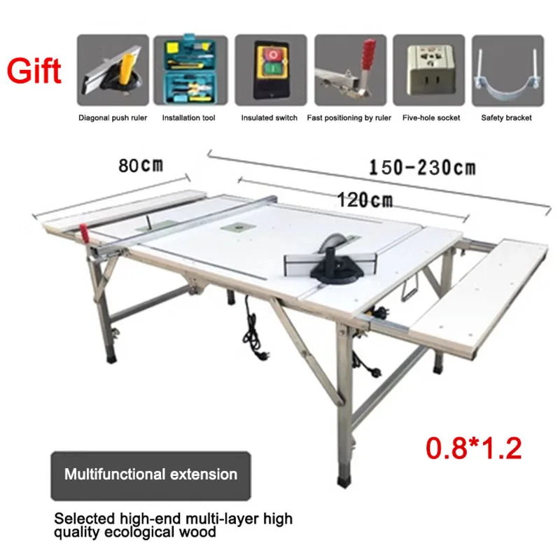 

1.2x0.8 M Multifunctional Woodworking Table Saw Portable Folding Workbench 4 In 1 Telescopic Removable Manual Tool For Carpentry