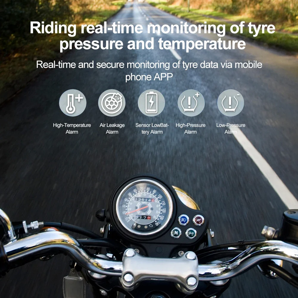 Car Tire Pressure Monitor TPMS Bluetooth 5.0 Mobile Phone Display Motorcycle Tire Pressure Sensor for iOS Android