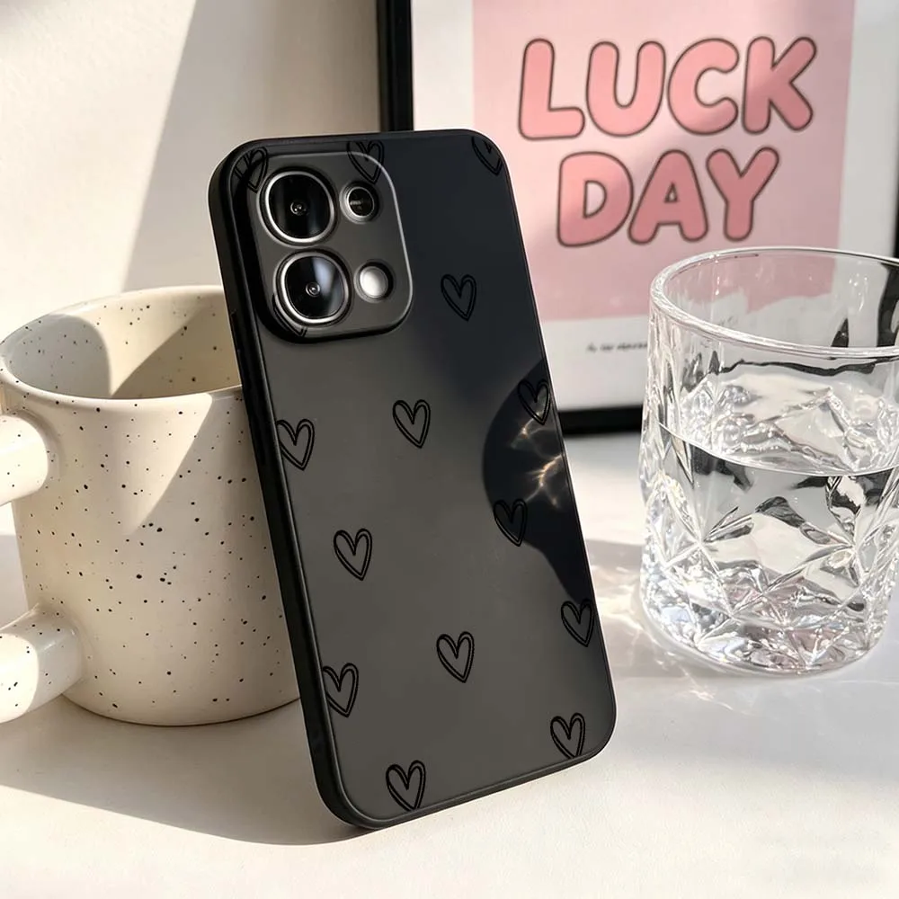 Chic Black Heart Pattern Phone Case