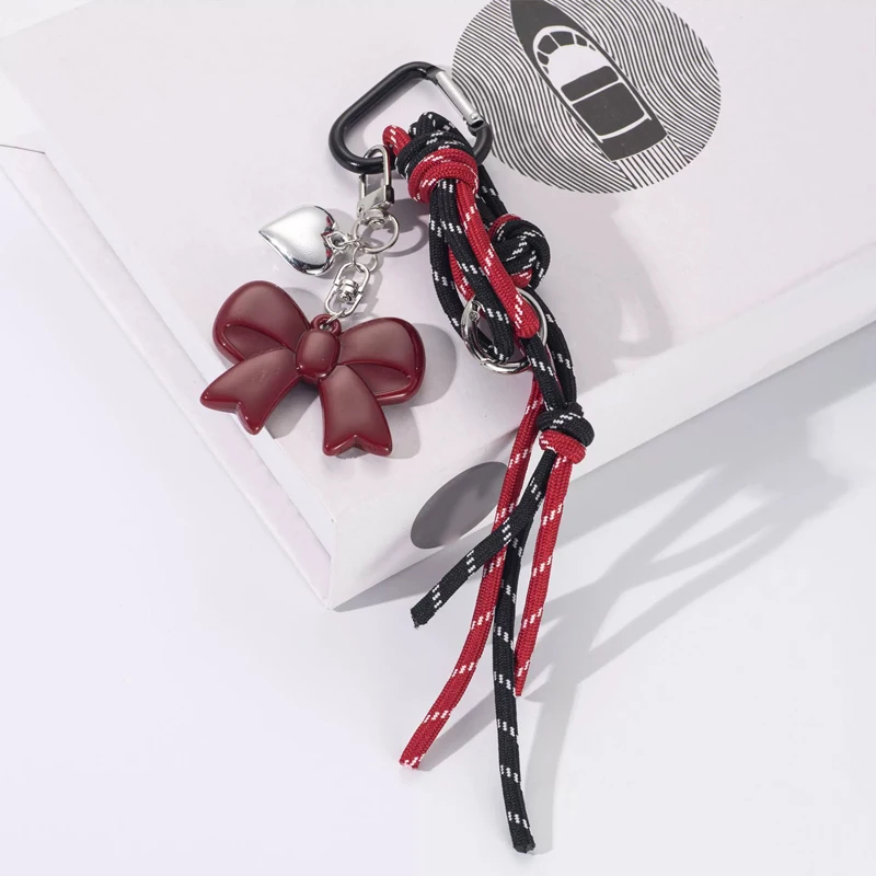 Maillard Braid Rope Pendant Exquisite Cute Leather Pendant Charm With Mini Bow Bag Women Luxury Bag Key Chain Mobile Phone Decor