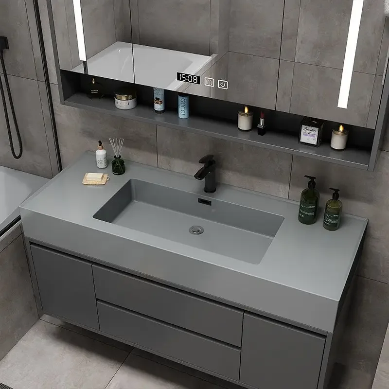 Light luxury intelligent bathroom cabinet combination, simple nano rock