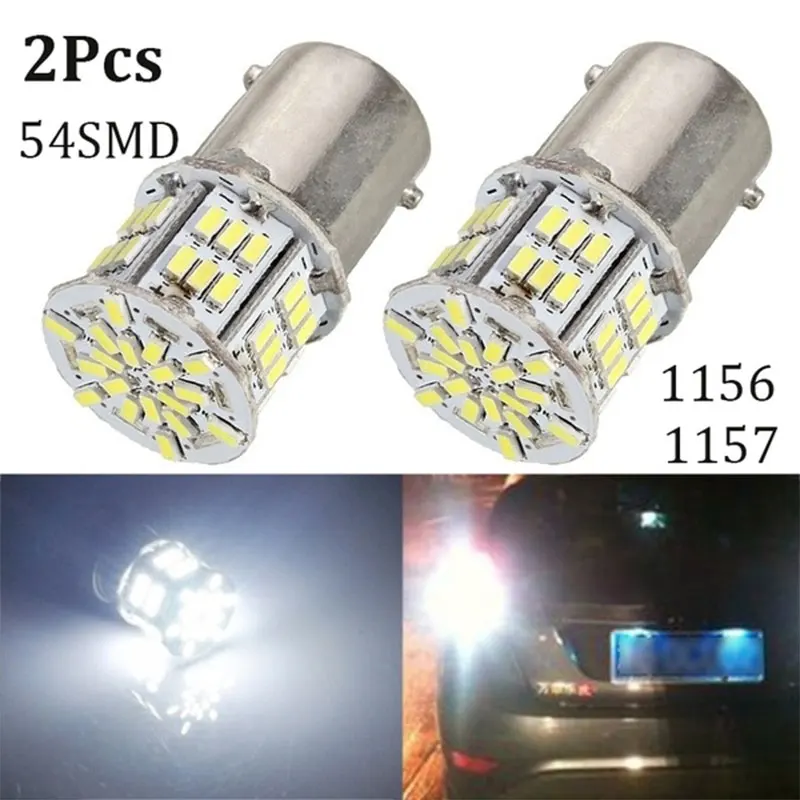 ڵ   2x Led ü  1156 BA15S P21W 3014 54SMD    ȣ  DC12-24V ڵ 