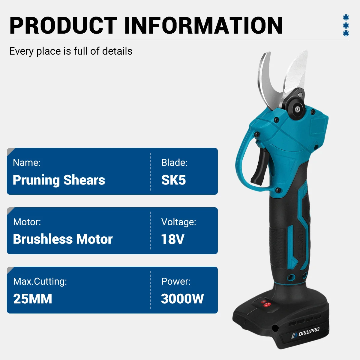 Drillpro 2 IN 1 Power Tool set Pruning Shears Electric Chainsaw Branch Pruning Saw Fruit Tree Gardening Tools For Makita Battery 4