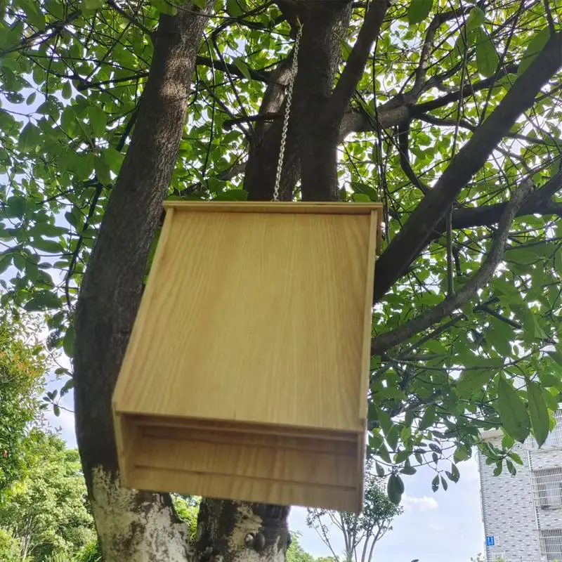 Large Outdoor Bat Houses Solid Wooden Bat Boxes Weatherproof Screwed Untreated House Shelter For Garden Window Home